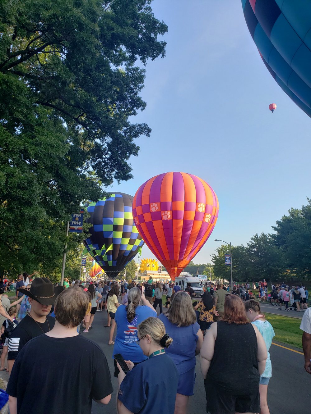 Hot air balloons launching over a crowd at Kingsport's Fun Fest